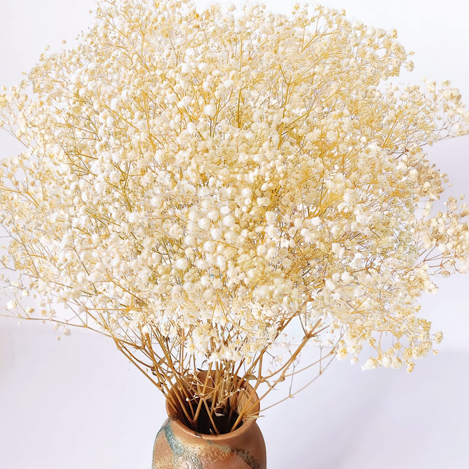 4000+ Dried Babys Breath Flowers Bulk - 17.2" Ivory White Dried Flowers Bouquet, Natural Gypsophi... | Amazon (US)