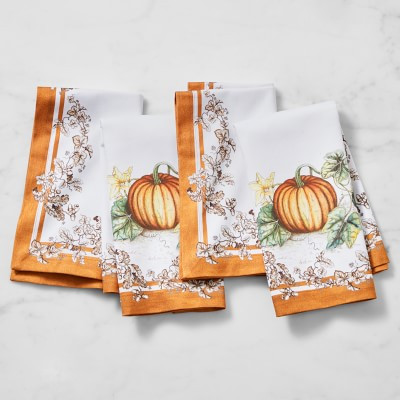 Autumn Plymouth Pumpkin Napkins, Set of 4 | Williams-Sonoma