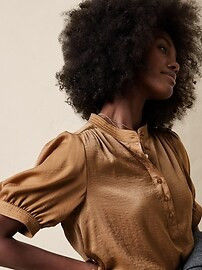 Silky Half-Placket Blouse | Banana Republic Factory