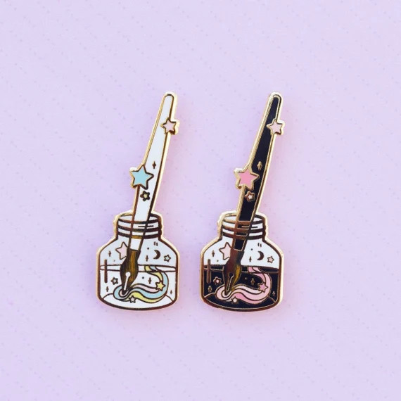 Calligraphy Inkwell Enamel Pin // Rainbow, Ink, Handlettering, Gift, Art, Artist, Pen, Dippy, Spa... | Etsy (US)