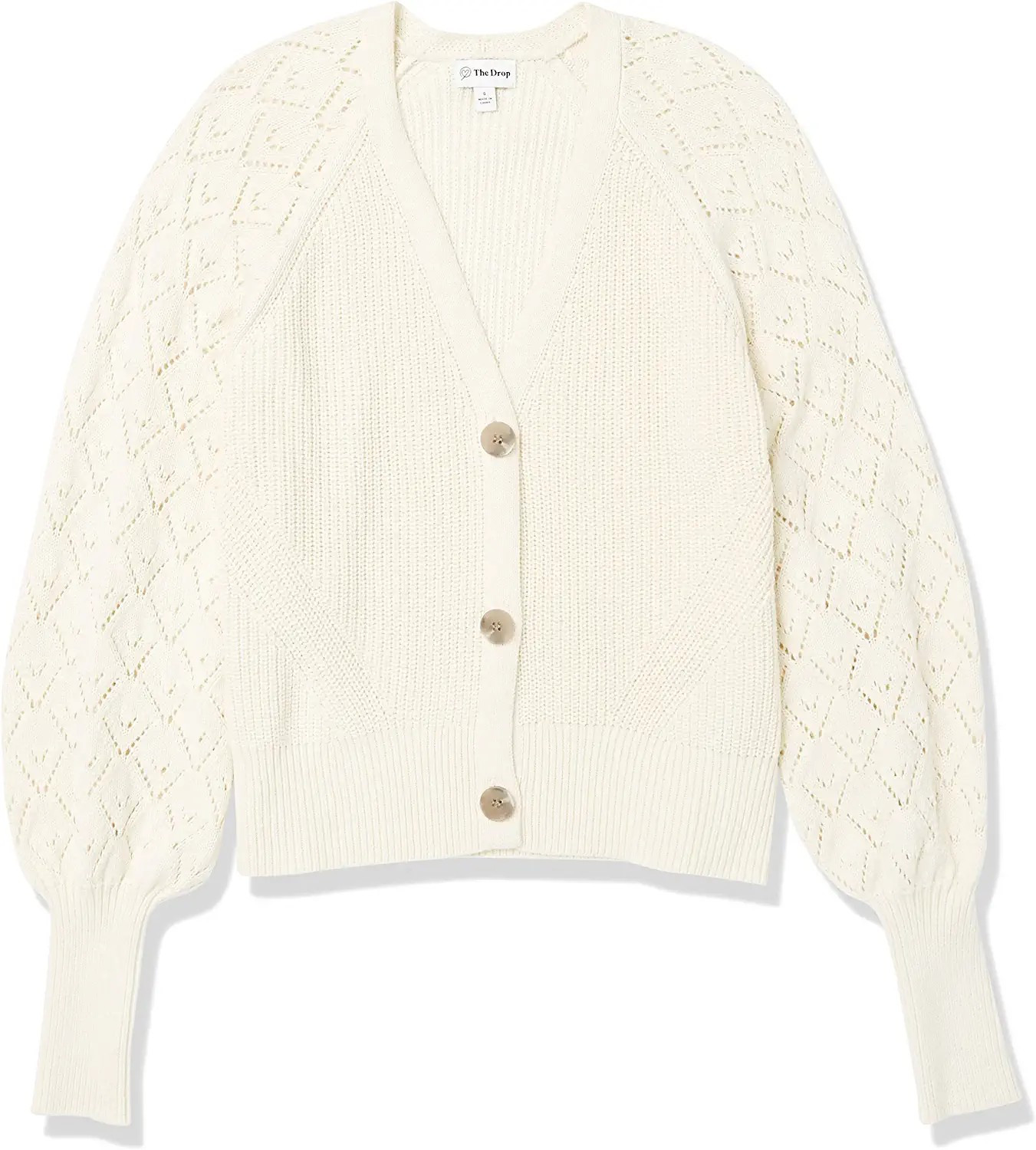 The Drop Women's Divya Pointelle Full Sleeve Cardigan Sweater | Amazon (US)