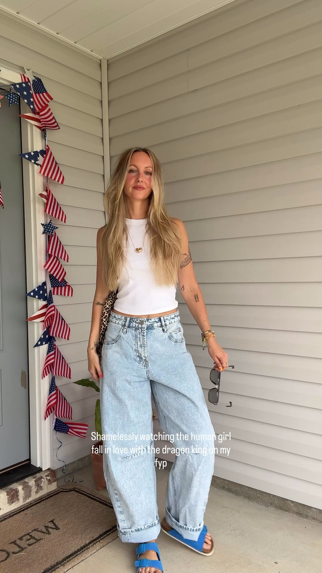 Cutie summer outfit, and the best jeans ￼

#LTKootd #LTKgrwm #LTKSaleAlert