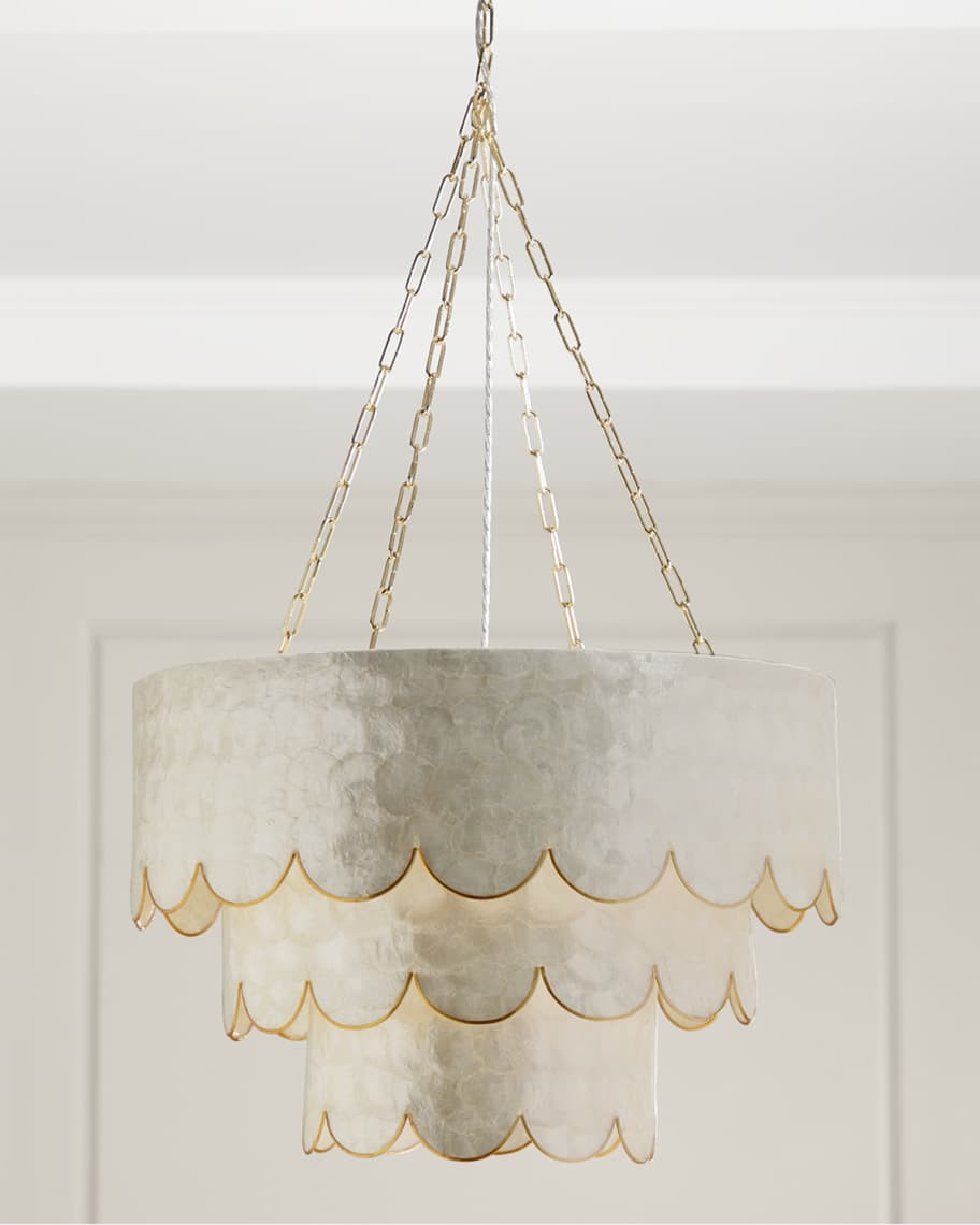 Three-Tiered Scalloped Capiz 3-Light Pendant | Horchow