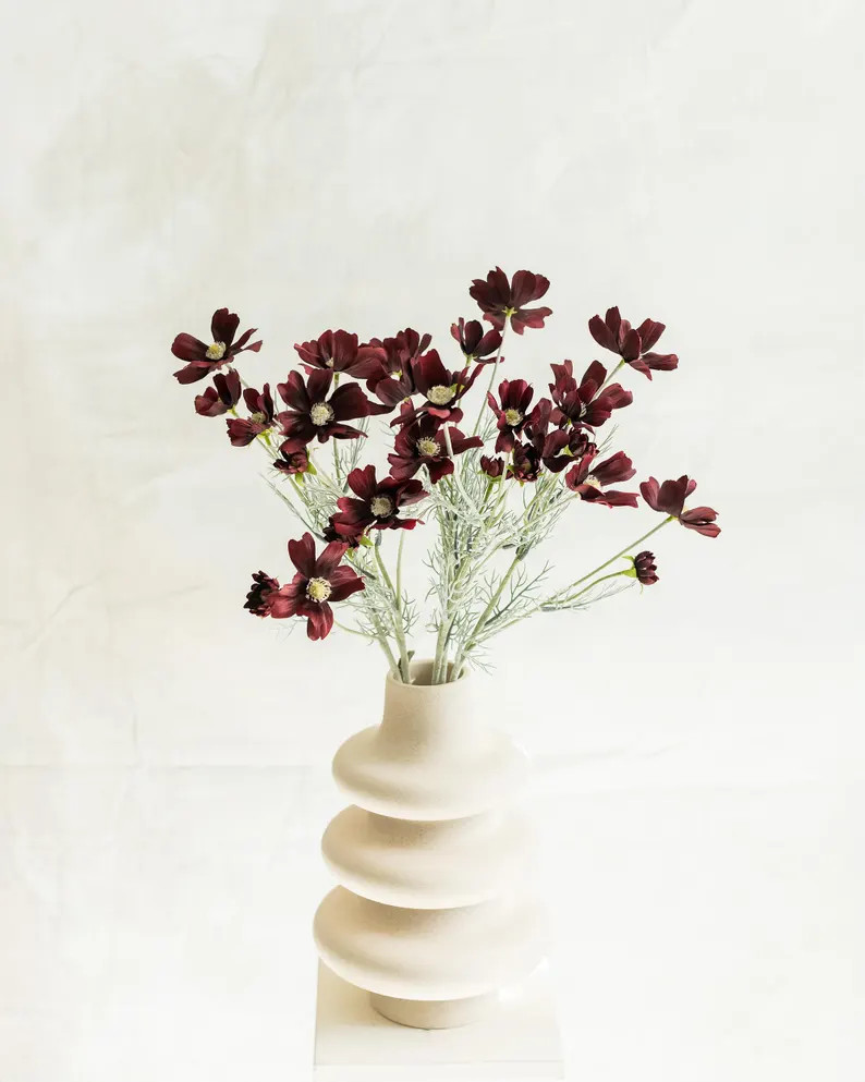23.6" Burgundy Faux Cosmos Flowers – Long Stem Cosmos Bouquet Flowers for Home Décor, Wedding ... | Etsy (Global)