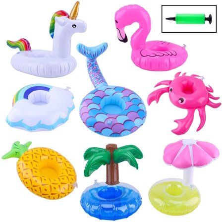 Inflatable Drink Floats, Blovec 8 Pack Inflatable Drink Holders CupCoasters Swimming Drink Holder wi | Walmart (US)