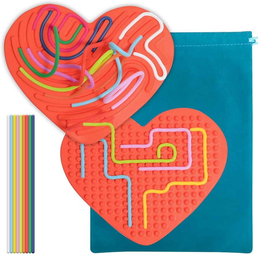 Heart Shaped Sensory Activity Board for Kids 3+, Silicone Sensory Activity Board for Stress Anxie... | Amazon (US)