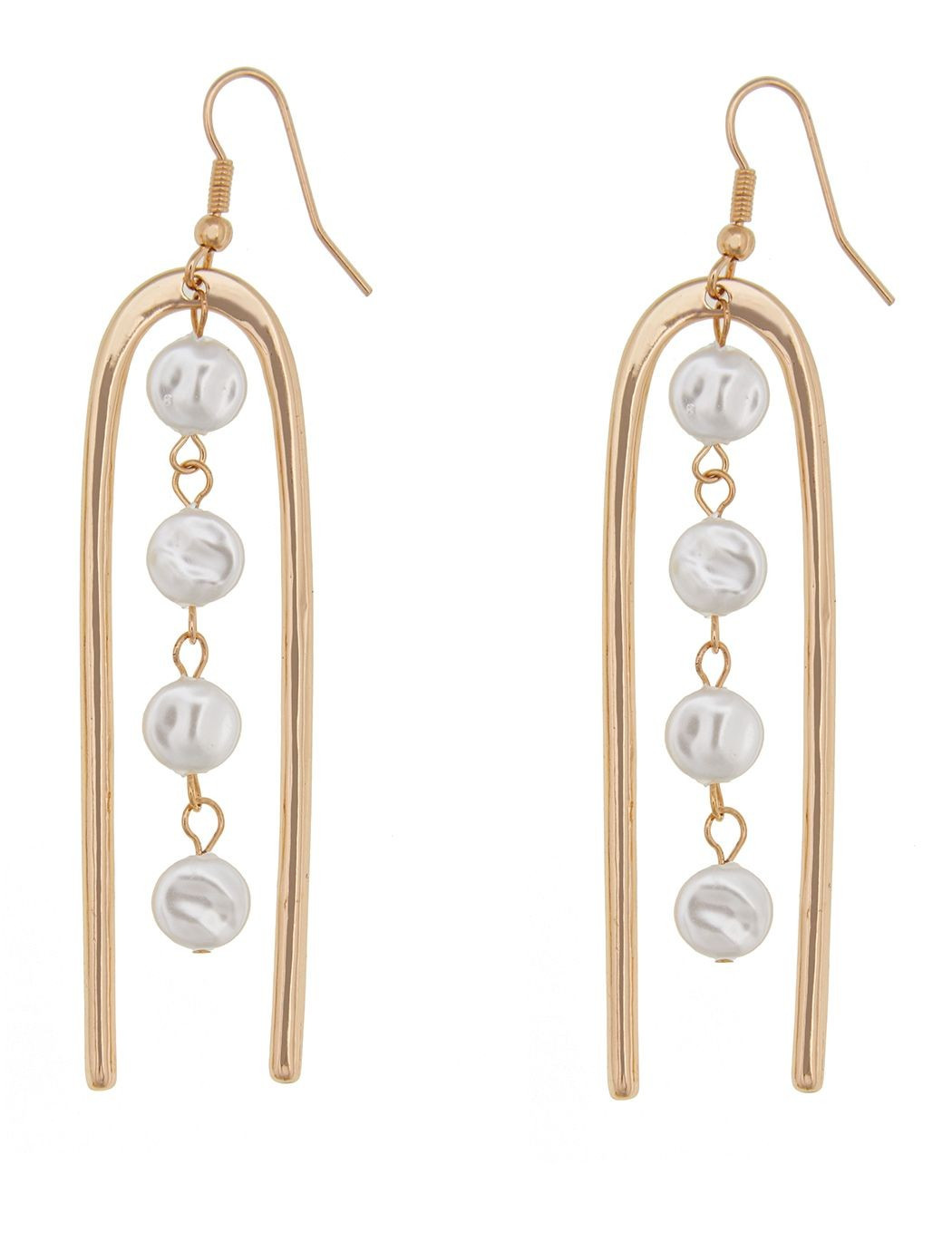 U-Shaped Drop Earrings with Pearls | Eloquii