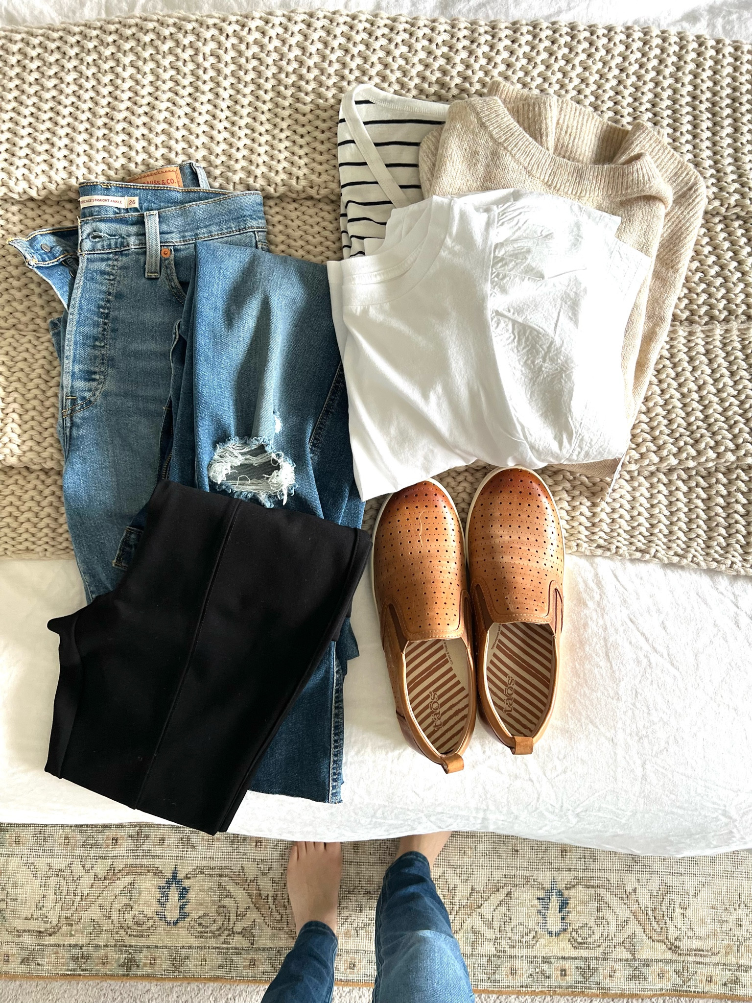 Here’s what I’m adding to my capsule wardrobe for spring! 

- two pairs of jeans 
- skinny black pants
- black and white striped tee
- white tee with ruffle sleeves 
- oversized oatmeal sweater 
- cognac leather slip on shoes

All of these items can be mixed and matched in many ways and also fit in seamlessly with the rest of my wardrobe. 

#LTKSpringSale #LTKSeasonal #LTKfindsunder100