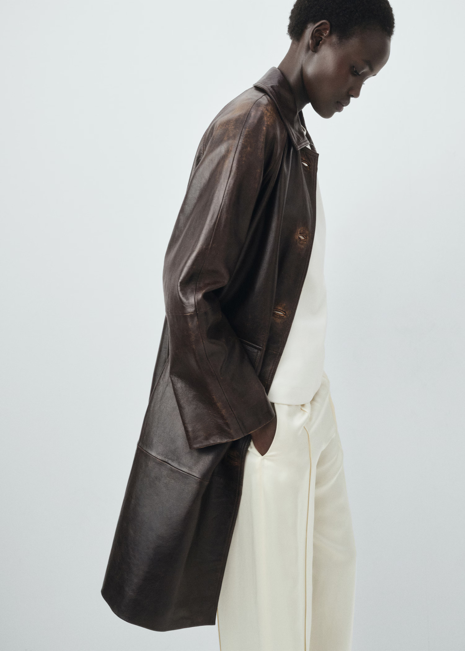 100% leather full-length coat | MANGO (UK)