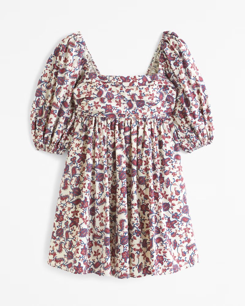 Women's Emerson Poplin Puff Sleeve Mini Dress | Women's Clearance | Abercrombie.com | Abercrombie & Fitch (US)