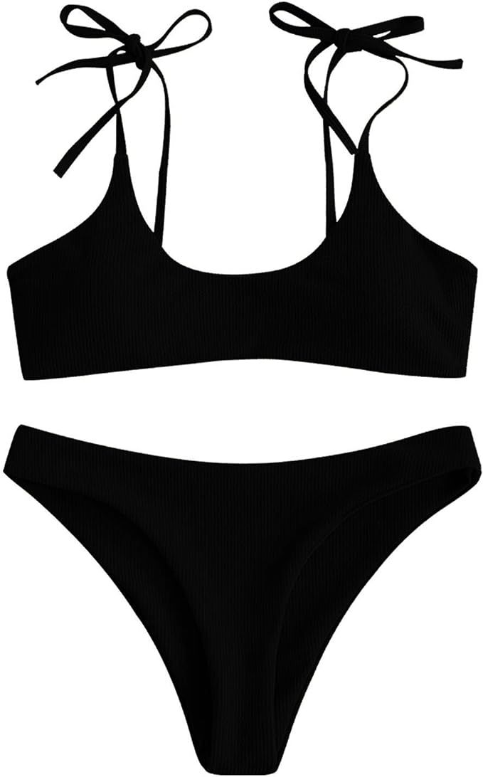 Sechico Women's Two Piece Bikini Set Sexy Tie Shoulder Bikini Swimsuit High Waisted High Cut Bath... | Amazon (US)