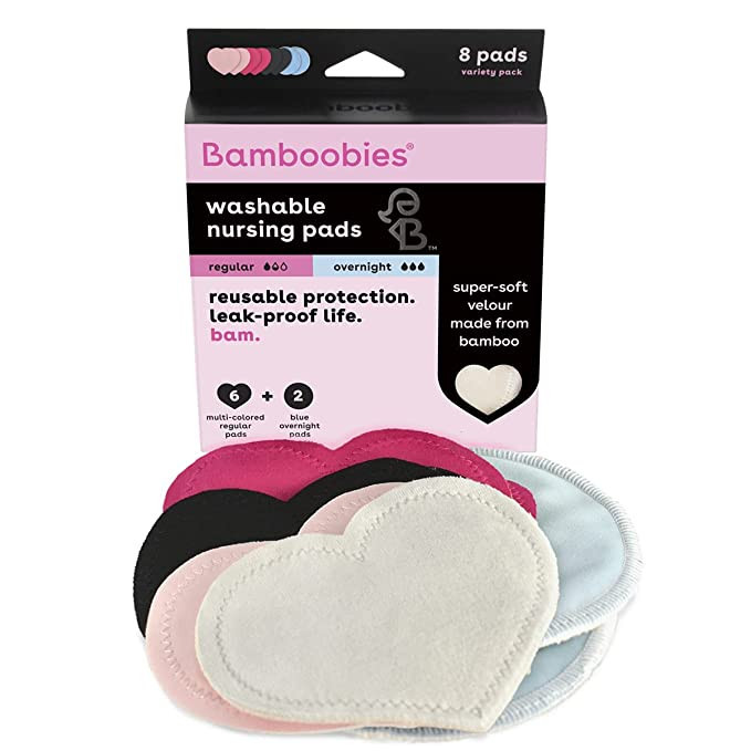 Bamboobies Women’s Nursing Pads, Reusable and Washable, Multi-Color, 3 Regular Pairs and 1 Over... | Amazon (US)