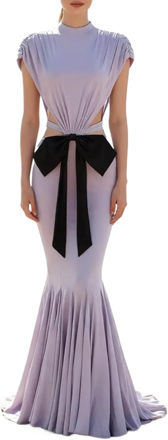 Women Sexy Elegant Backless Bow Lace Up Sleeveless Hollow Out Party Evening Long Maxi Dress | Amazon (US)