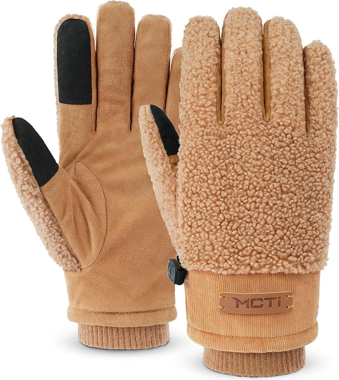 MCTi Winter Sherpa Gloves for Women Warm for Cold Weather Touchscreen Fleece Lining | Amazon (US)