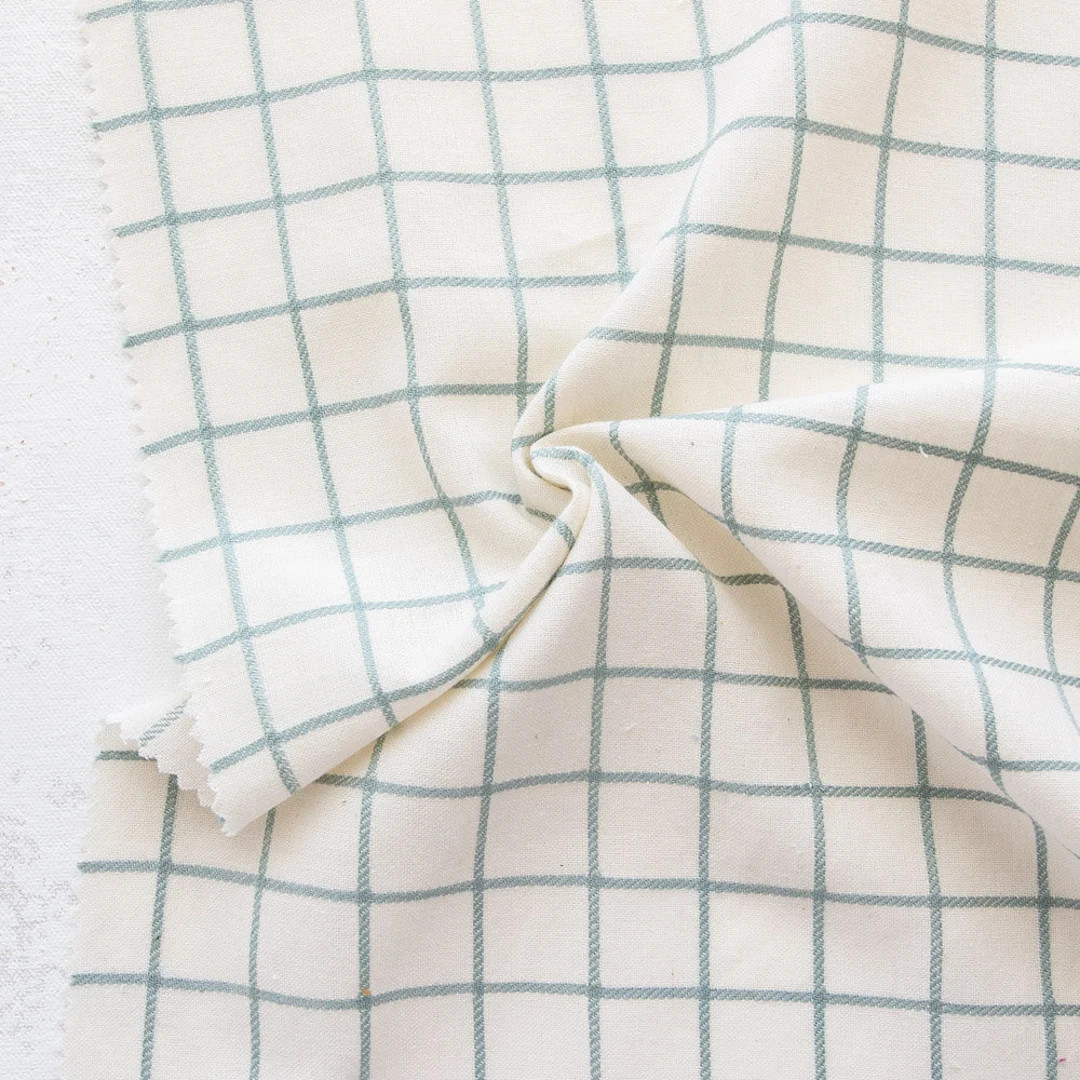 Trellis Wovens in Coast Fabric by Fableism Green Checked Fabric Continuous Yardage - Etsy | Etsy (US)