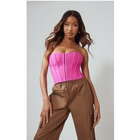Hot Pink Bandage Hook And Eye Structured Corset | PrettyLittleThing US