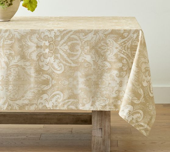 Stella Damask Organic Cotton Tablecloth | Pottery Barn (US)