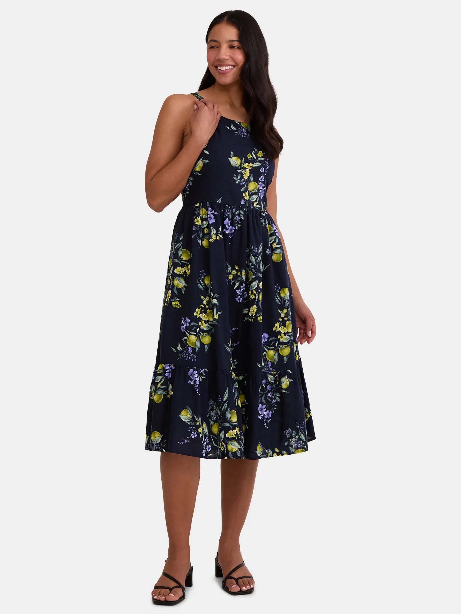 Time and Tru Women's Tie Back Midi Dress, Sizes XS-XXXL | Walmart (US)