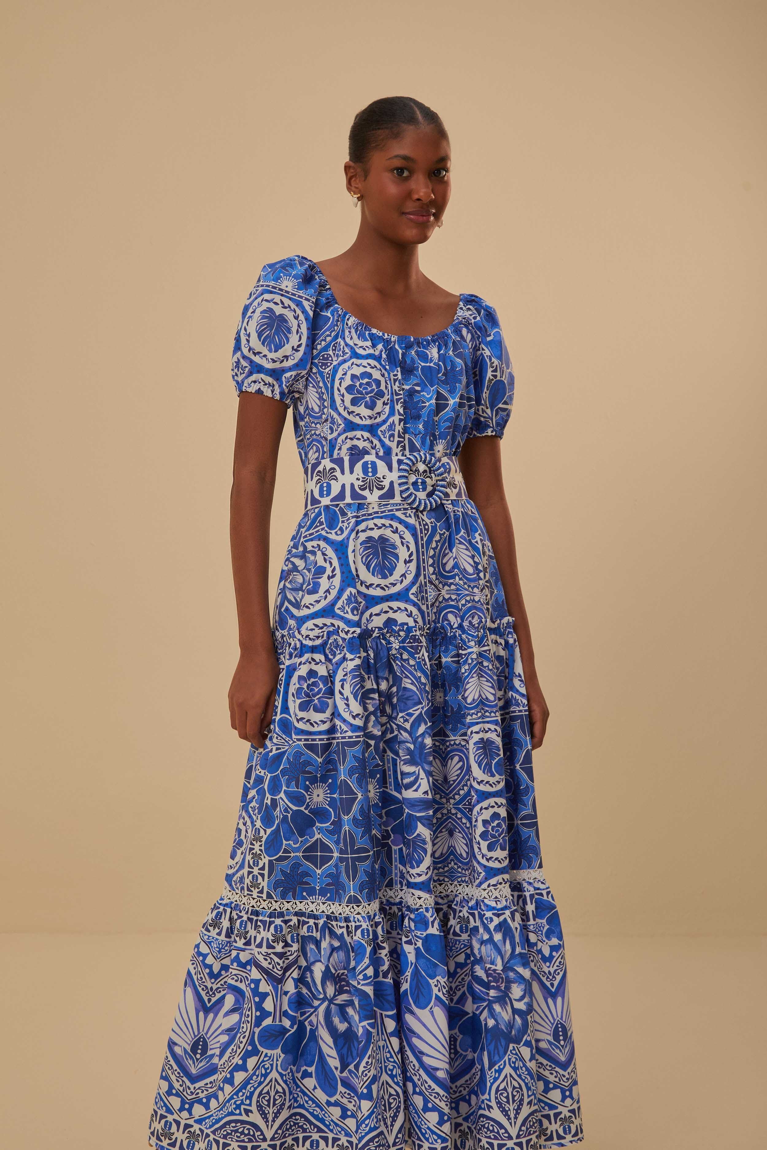 Blue Tile Dream Maxi Dress | FarmRio