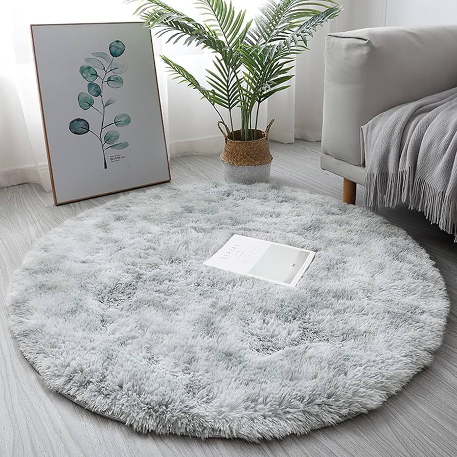 MIEMIE 4x4 Soft Round Area Rug for Bedroom Modern Fluffy Circle Rug for Kids Girls Baby Room Indo... | Amazon (US)