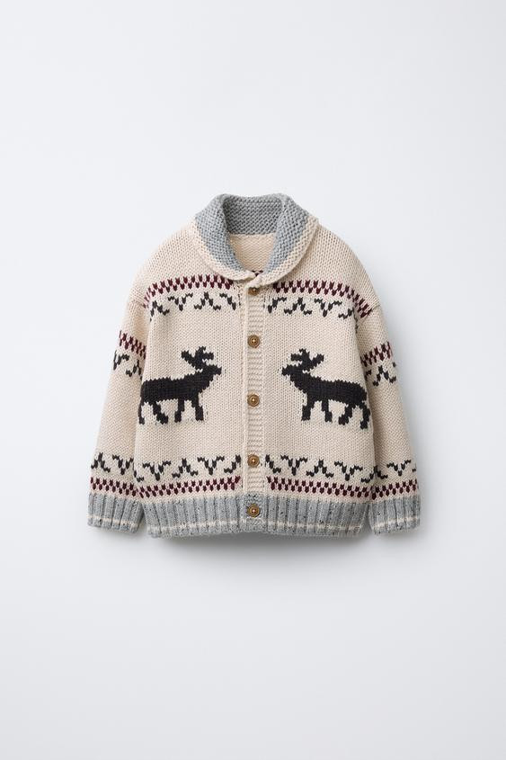REINDEER KNIT CARDIGAN WITH WOOL | Zara US