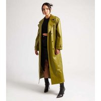 Women's Green Leather-Look Belted Trench Coat Urban Bliss New Look | New Look (UK)