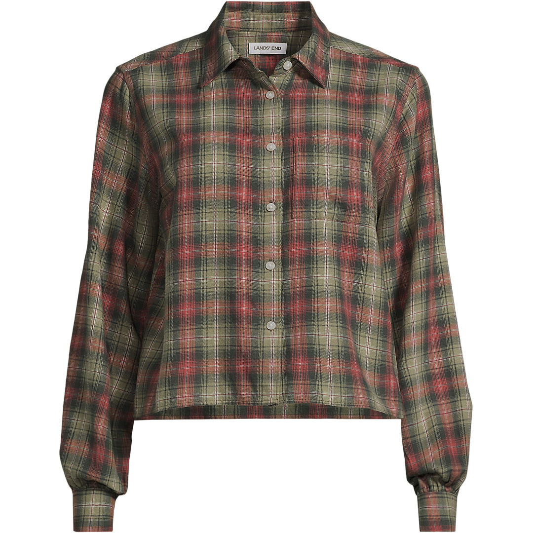 Women's Cropped Flannel Shirt | Lands' End (US)