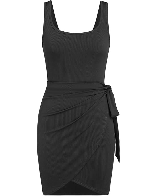 CIDER Women's Sleeveless Summer Dress Casual Wrap Bodycon Ruched Dress Tie Waist Beach Mini Dress... | Amazon (US)