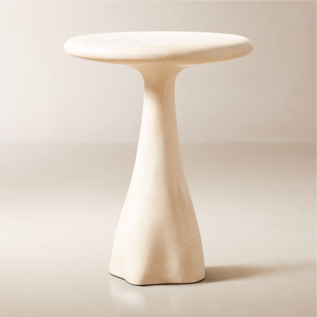 Espira Round Cream Marbled Resin Side Table | CB2