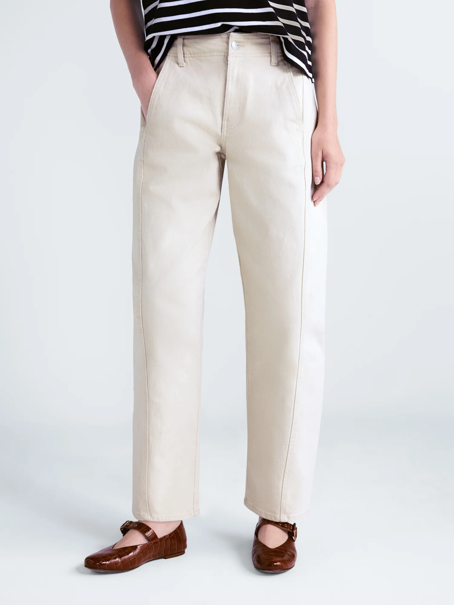 Free Assembly Women's and Women's Plus Side Panel Barrel Jeans, 30" Inseam, Sizes 0-28W | Walmart (US)