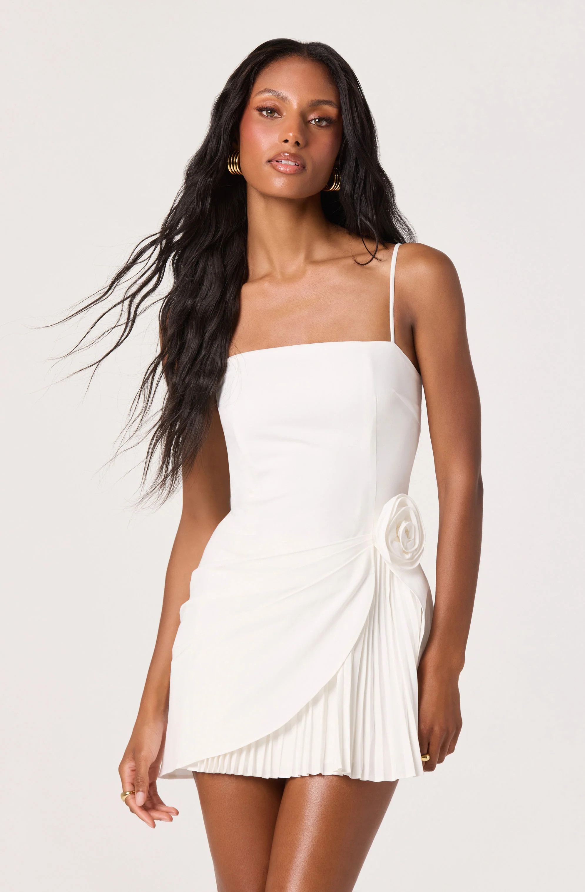 Blake Pleated Mini Dress - White / S | ASTR The Label (US)