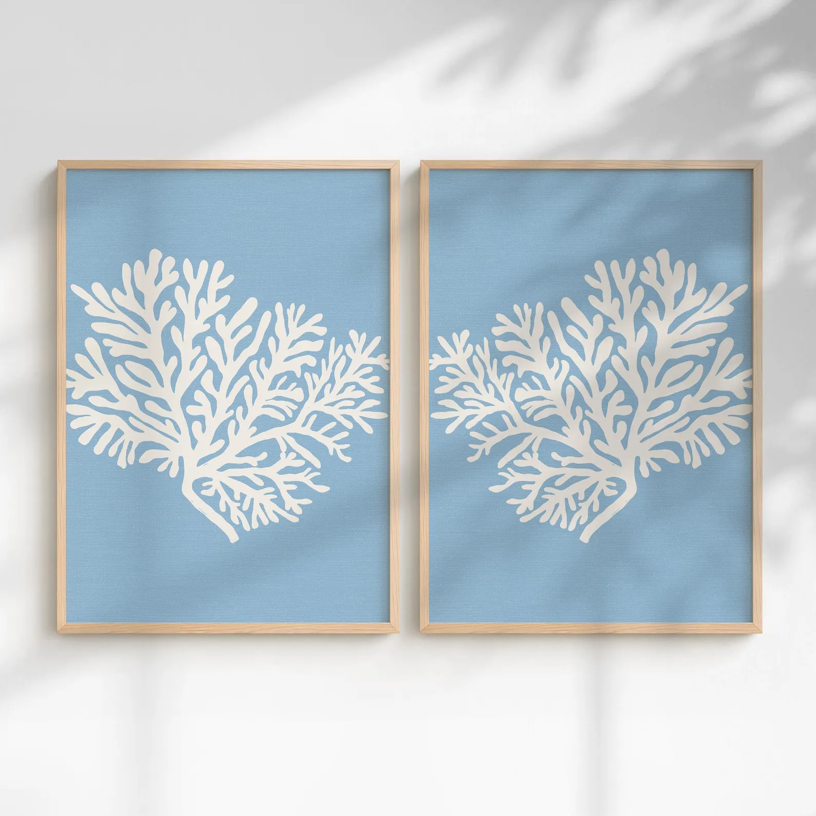Sea Coral Print Set of 2, Blue Coral Wall Art, Coastal Beach House Decor, Sea Fan | Etsy (Global)