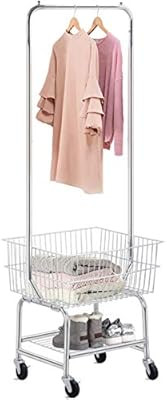 Amazon.com: Yaheetech Wire Laundry Cart with Double Pole Rack, Commercial Rolling Laundry Butler,... | Amazon (US)