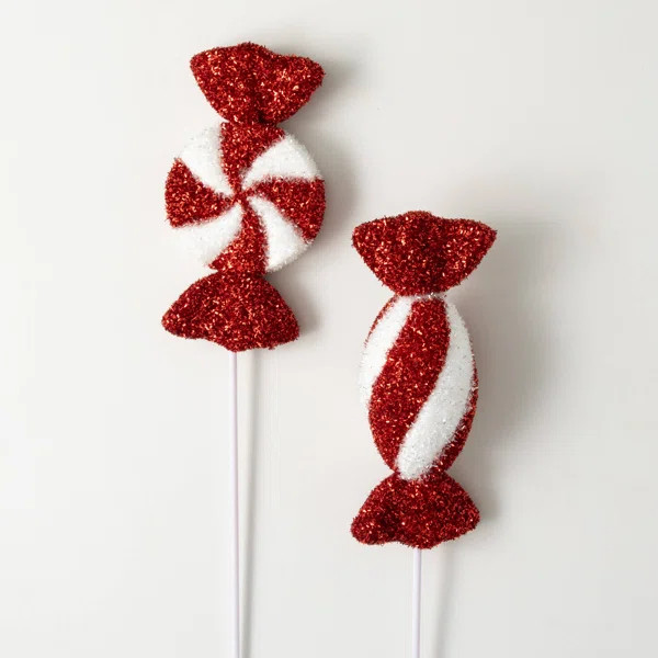 31" & 30" Artificial Peppermint Twist Candy Christmas Spray Set of 2, Red-White | Wayfair North America