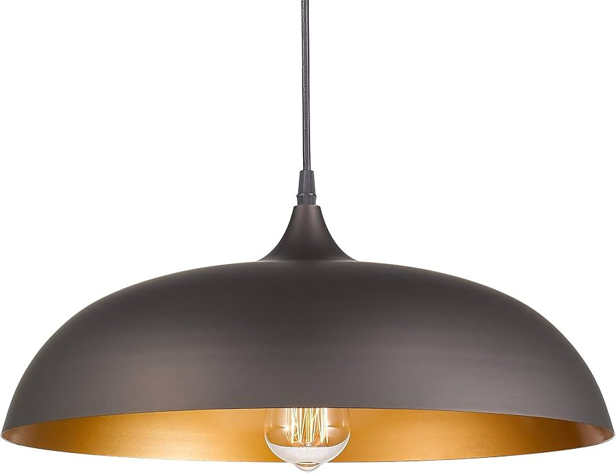 Emliviar Industrial Pendant Lighting, 17" Vintage Farmhouse Metal Hanging Light Fixture, Oil Rubb... | Amazon (US)