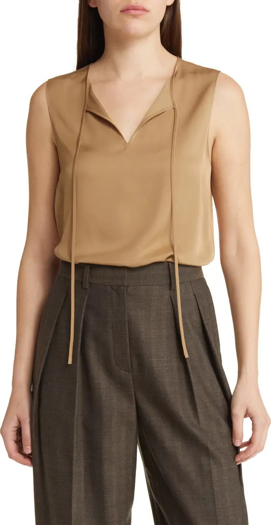 Tie Neck Sleeveless Silk Blouse | Nordstrom