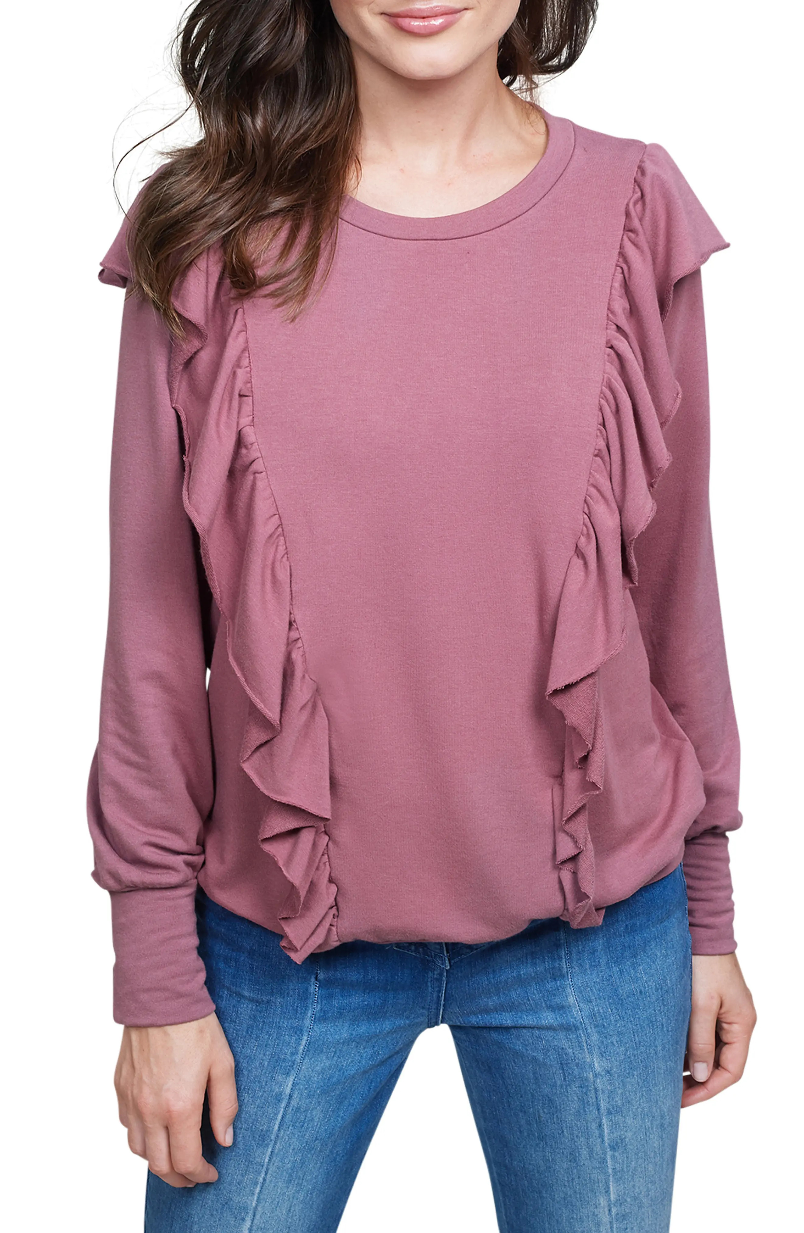 Women's Allette Amelie Ruffle Nursing Sweater | Nordstrom