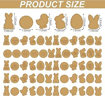 60pcs Easter Egg Tokens Bulk Wooden Set Easter Egg Stuffers Natural Color Ribbon 60 Styles Bunny ... | Amazon (US)