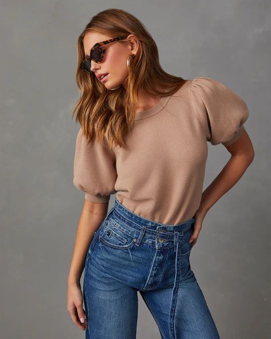 Livia Puff Sleeve Knit Sweater Top | VICI Collection