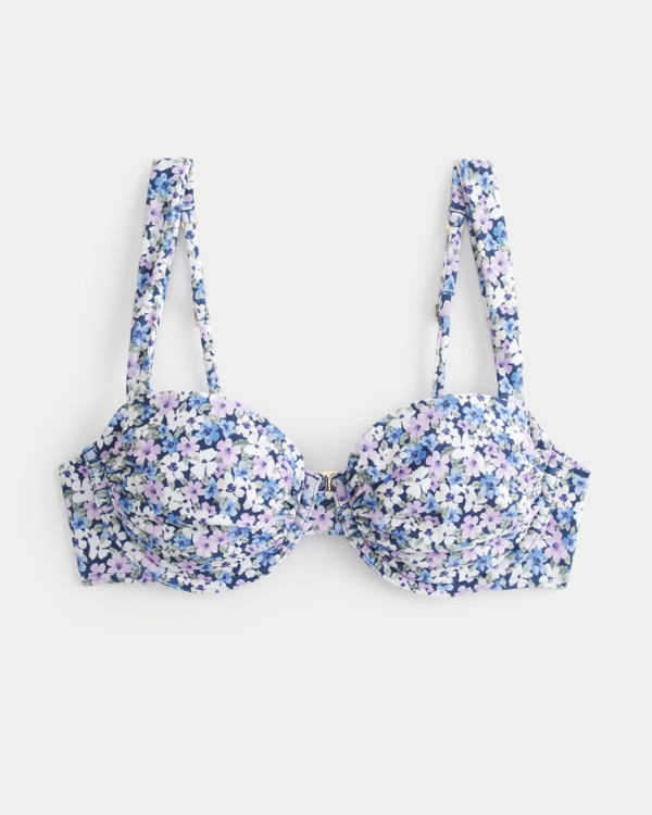 Ruched Jacquard Balconette Bikini Top | Hollister (US)