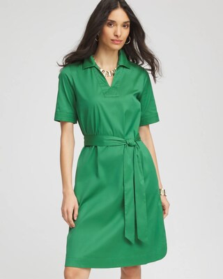 Women's Shirttail Hem Popover Dress in Jardin Green | Chico's | Chico's