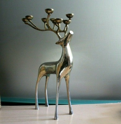 Pottery Barn Silver Plated 20" Reindeer Candelabra 10 Candle Holder Christmas  | eBay | eBay US