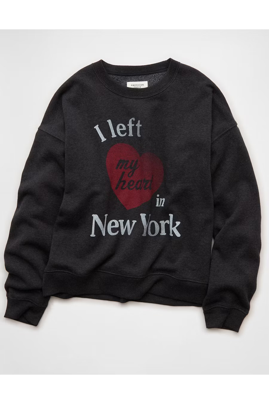 AE Valentine's Day Graphic Sweatshirt Women's Faded Black S | American Eagle Outfitters (US & CA)