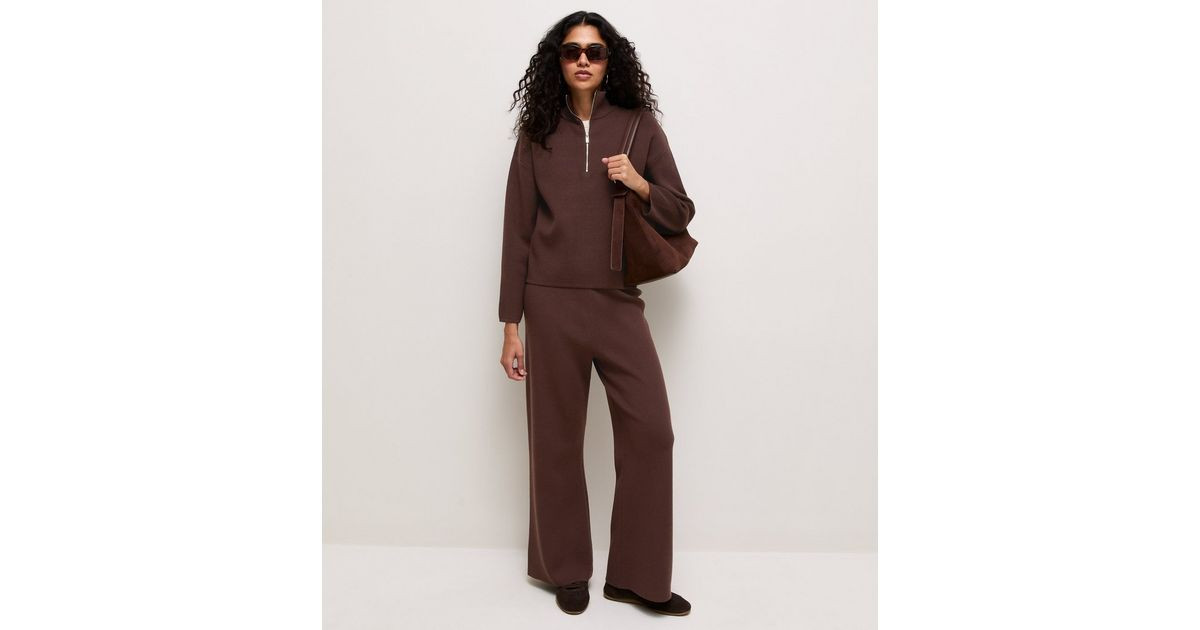 Women's Brown Knit Wide Leg Trouser New Look | New Look (UK)