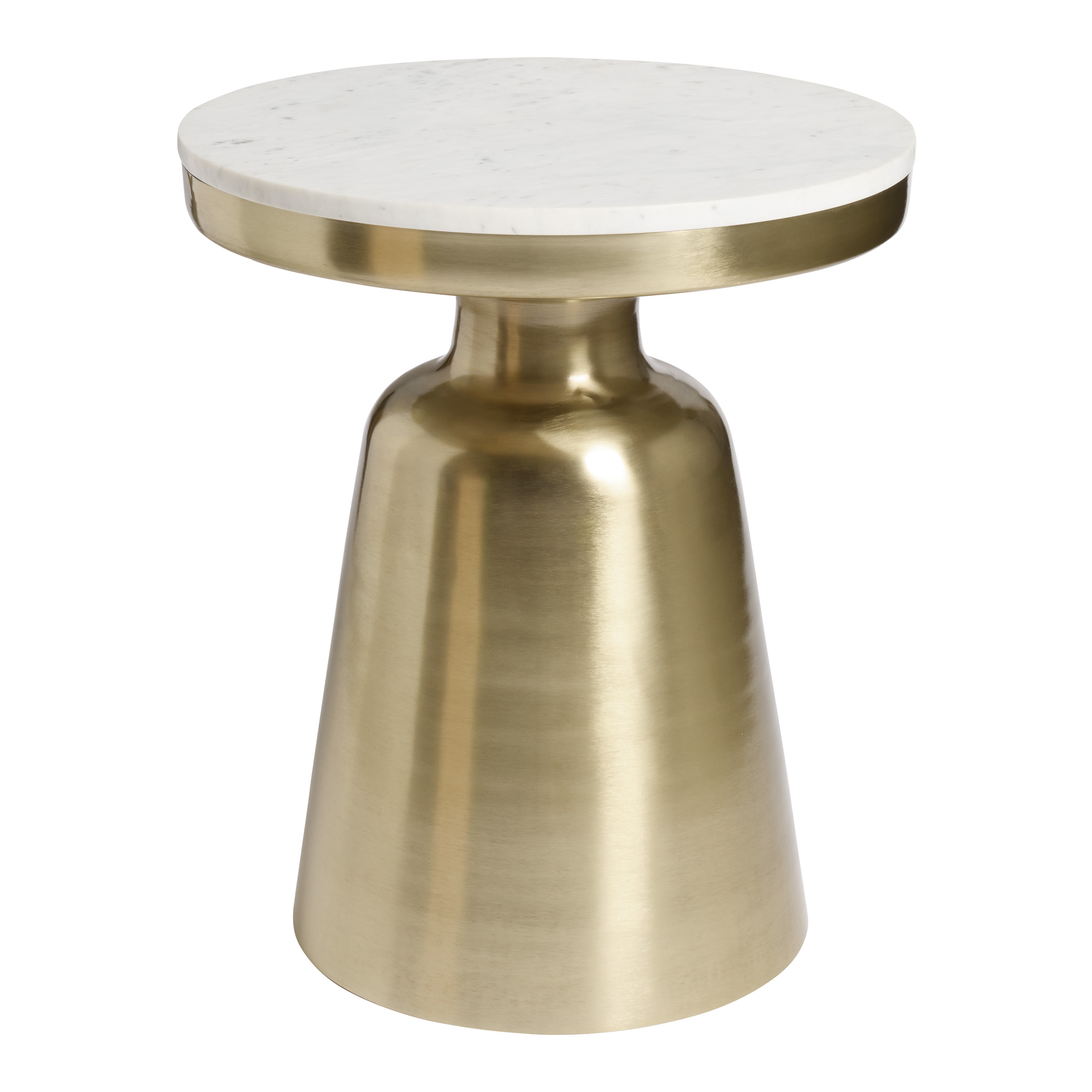 Talise Round White Marble Top and Gold Metal Side Table | World Market