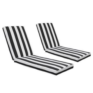 2-Piece Outdoor Patio Chaise Lounge Chair Cushion Replacement Seat Cushion, Black/White Stripe | The Home Depot