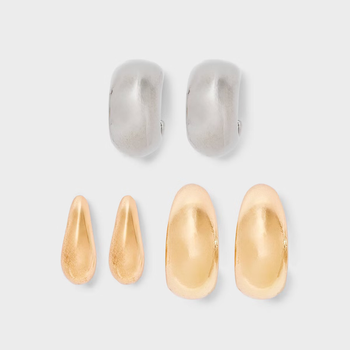 Tubular Hoop Earring Set 3pc - Universal Thread™ Multicolor: Steel, Nickel-Free, Zinc Alloy, Po... | Target