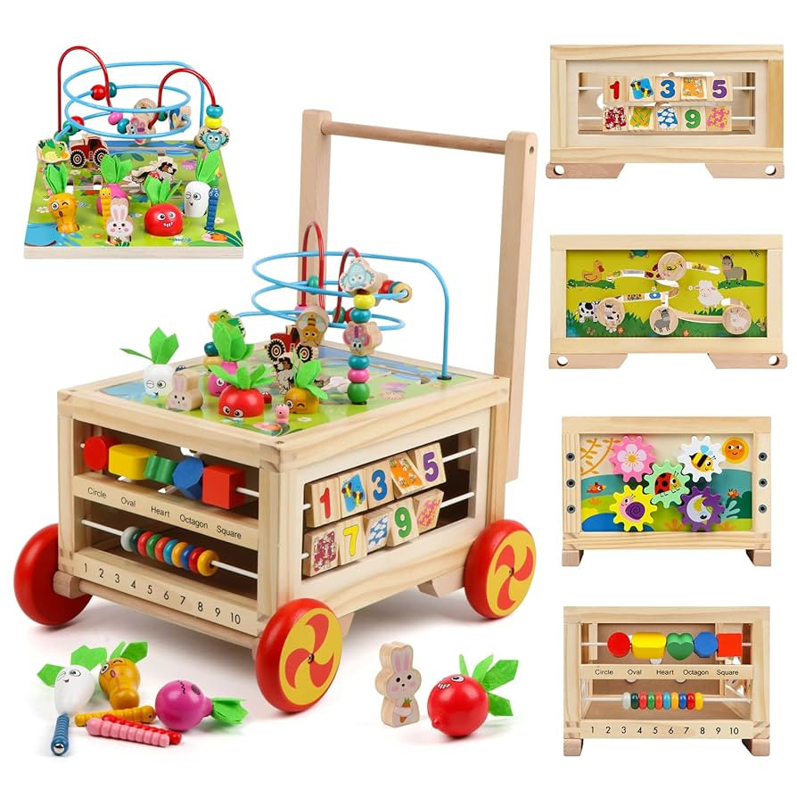 Wooden Activity Cube 7-in-1 Montessori Toy Multipurpose Educational Learning Toy for 1+ Year Old ... | Amazon (US)