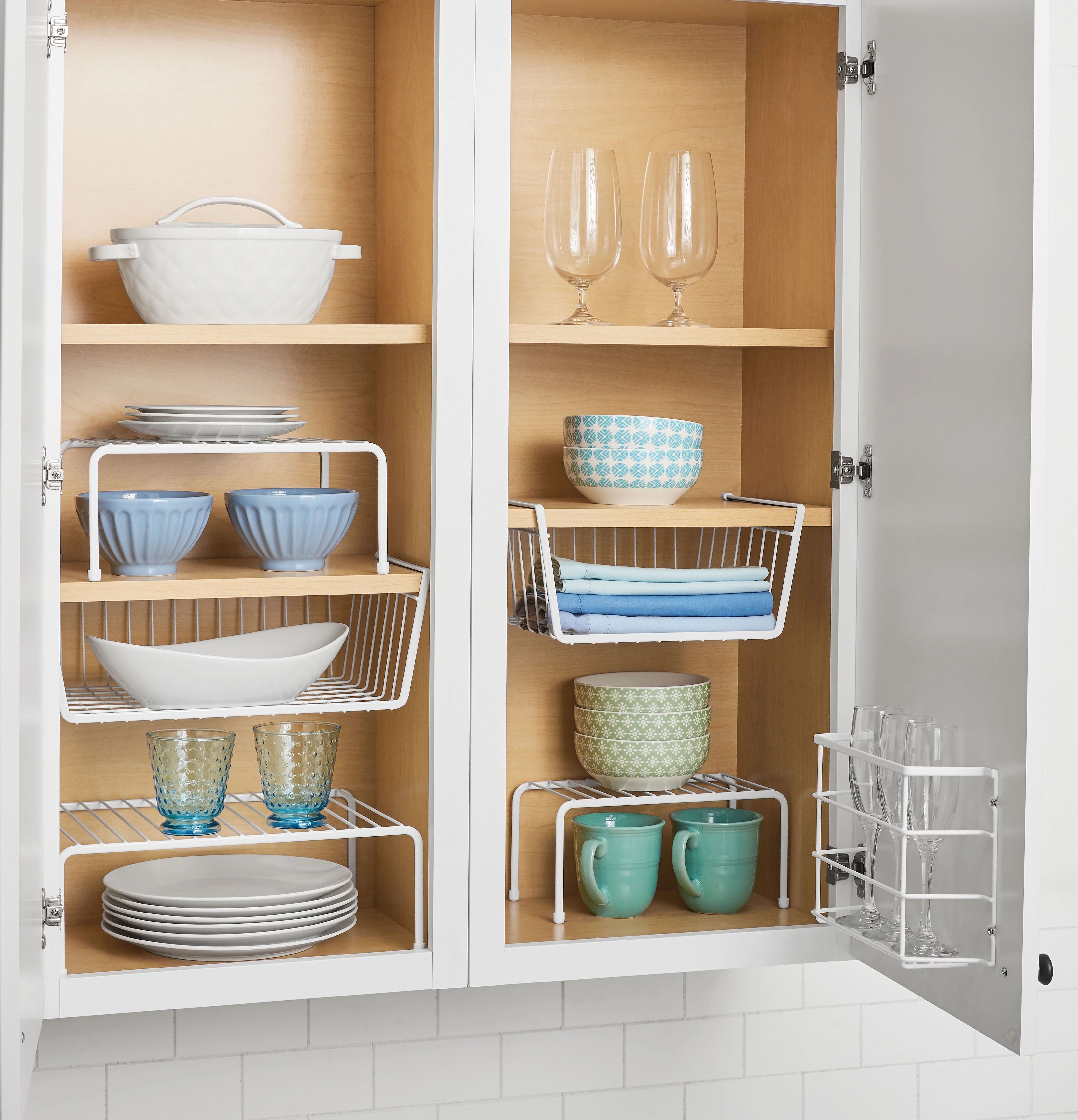 Mainstays Wire 6-Piece Organizing Set, Cabinet and Pantry Organizers, White | Walmart (US)