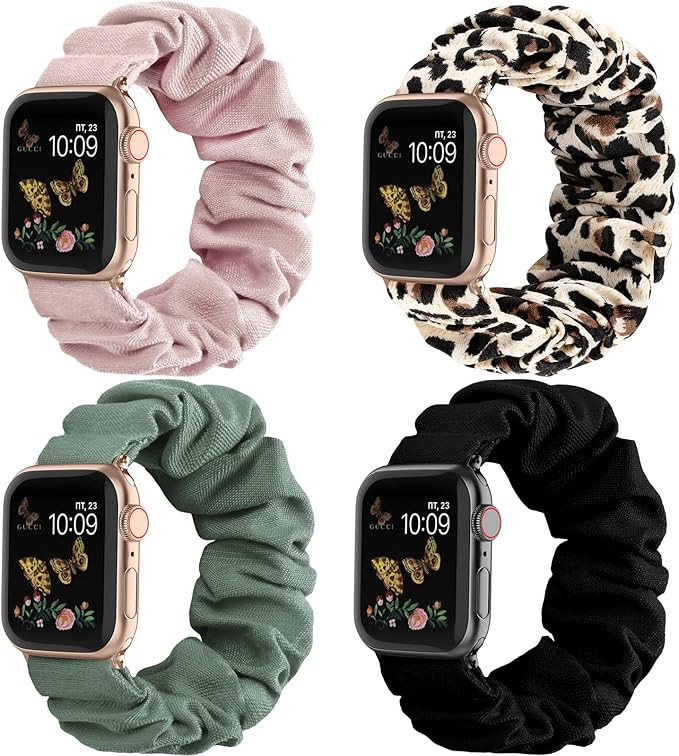 Recoppa Compatible for Apple Watch Band Scrunchie 38mm 40mm 41mm 42 mm 44mm 45mm Cute Printed Ela... | Amazon (US)